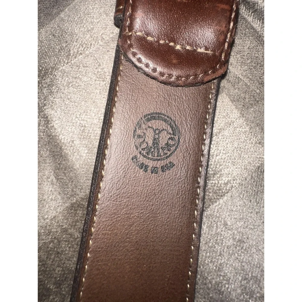 Torino Leather Belt‎ Mens Size 36 Brown European Cowhide Brass Tone Buckle 7501